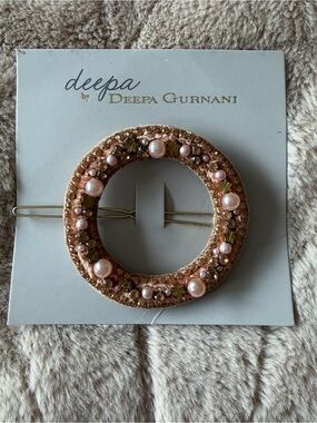 Deepa gurnani Embellished Pink Pearl Circle Hair clip